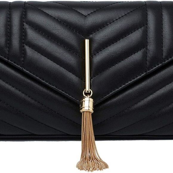 New Leather Clutch Crossbody Bag Quilted Evening Bag - Picture 5 of 7